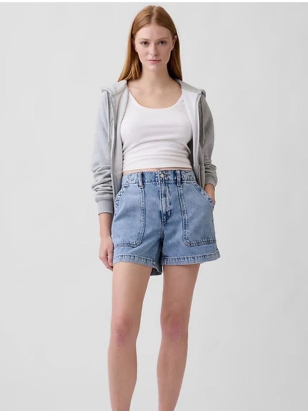 GAP 4" High Rise Soft Denim Utility Shorts Light Wash 0/25 NWT